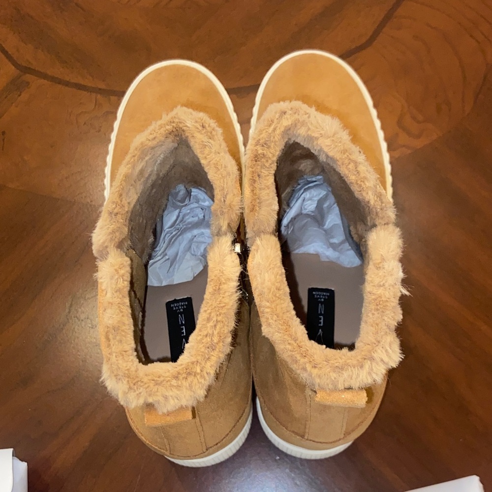 Steve Madden Camel Suede Bamby Hidden Wedge Boot - Picture 8 of 12